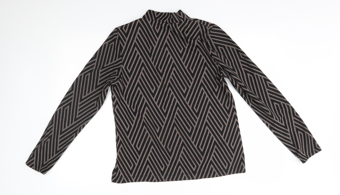 River Island Womens Brown Geometric  Basic T-Shirt Size 14