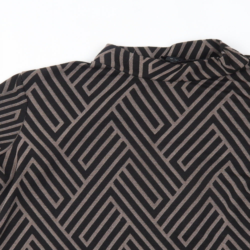 River Island Womens Brown Geometric  Basic T-Shirt Size 14
