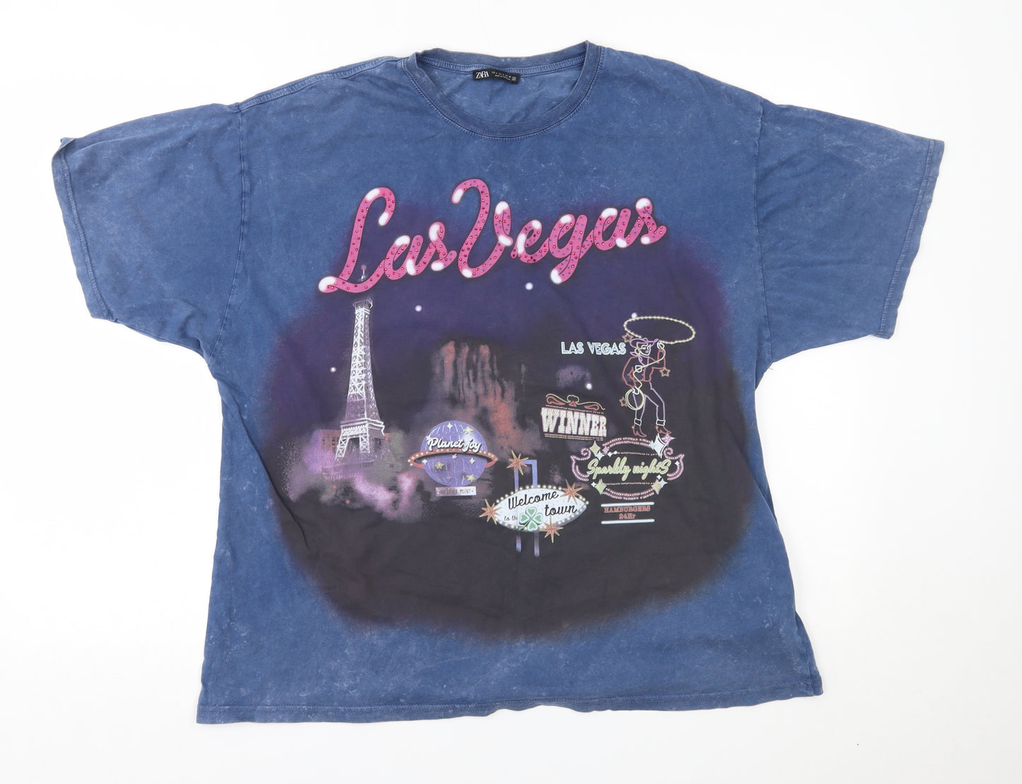 Zara Womens Blue   Basic T-Shirt Size L  - las vegas