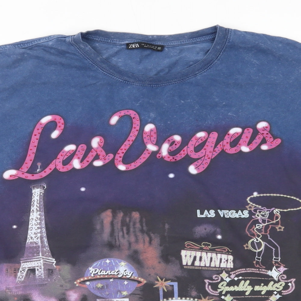 Zara Womens Blue   Basic T-Shirt Size L  - las vegas