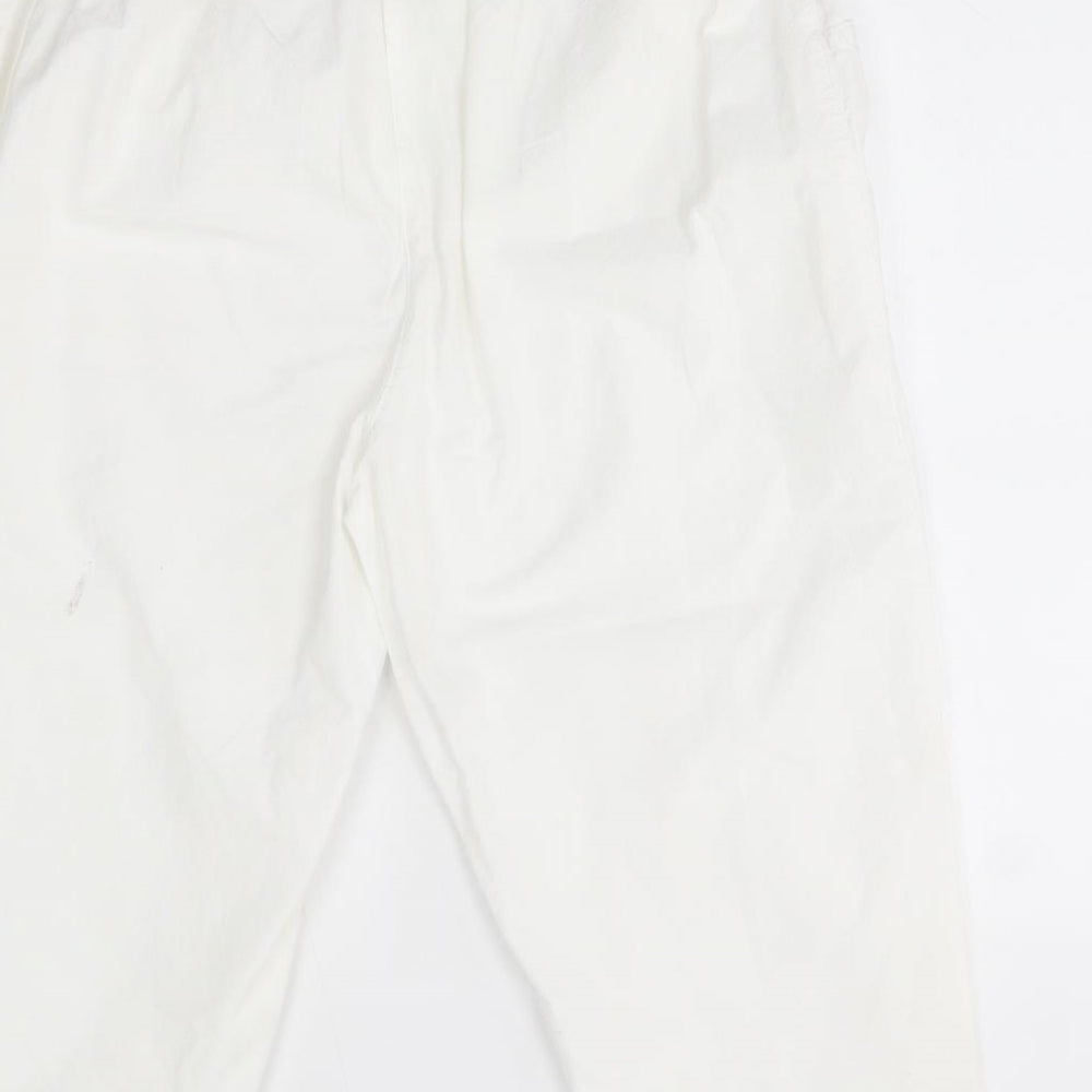 blanc du nil Womens White   Capri Trousers One Size L20 in