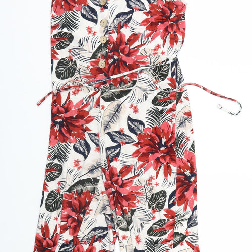 ESMARA Womens White Floral  Jumpsuit Outfit/Set Size S L18 in