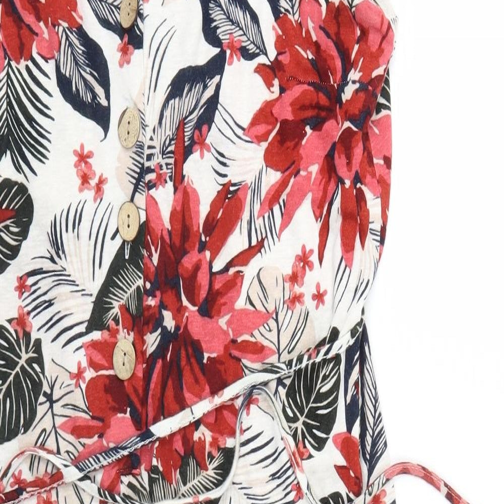 ESMARA Womens White Floral  Jumpsuit Outfit/Set Size S L18 in