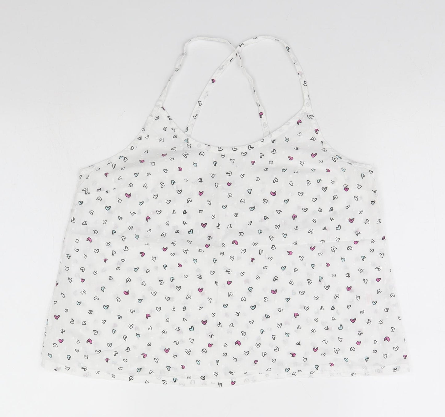 Boux Avenue Womens White Geometric  Basic Tank Size 12  - Hearts