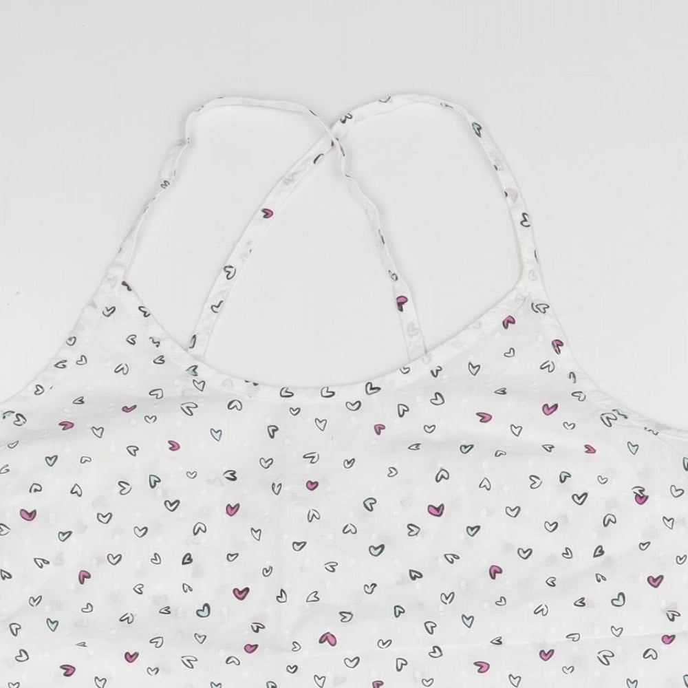 Boux Avenue Womens White Geometric  Basic Tank Size 12  - Hearts