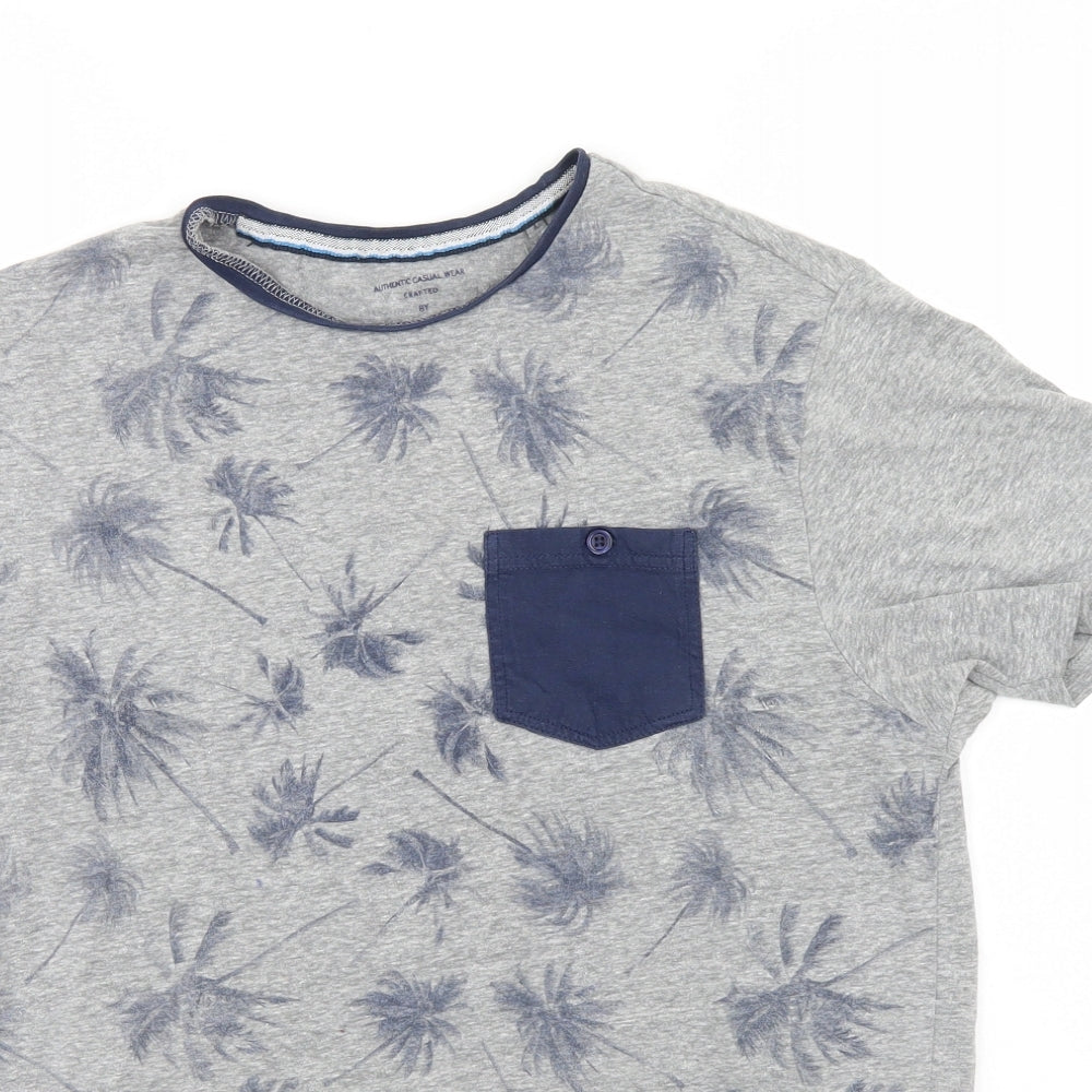 Easy Mens Grey Floral   T-Shirt Size M