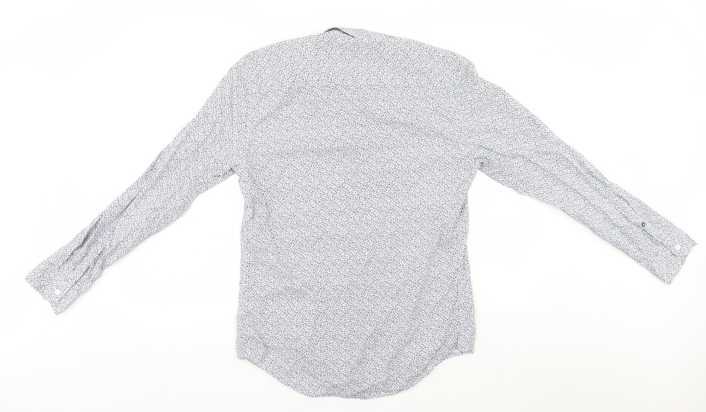 Zara Mens White Floral   Button-Up Size M