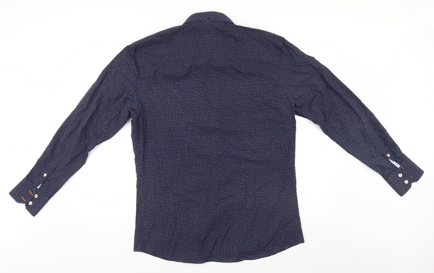 J.L. Berlue Mens Blue Geometric   Button-Up Size L