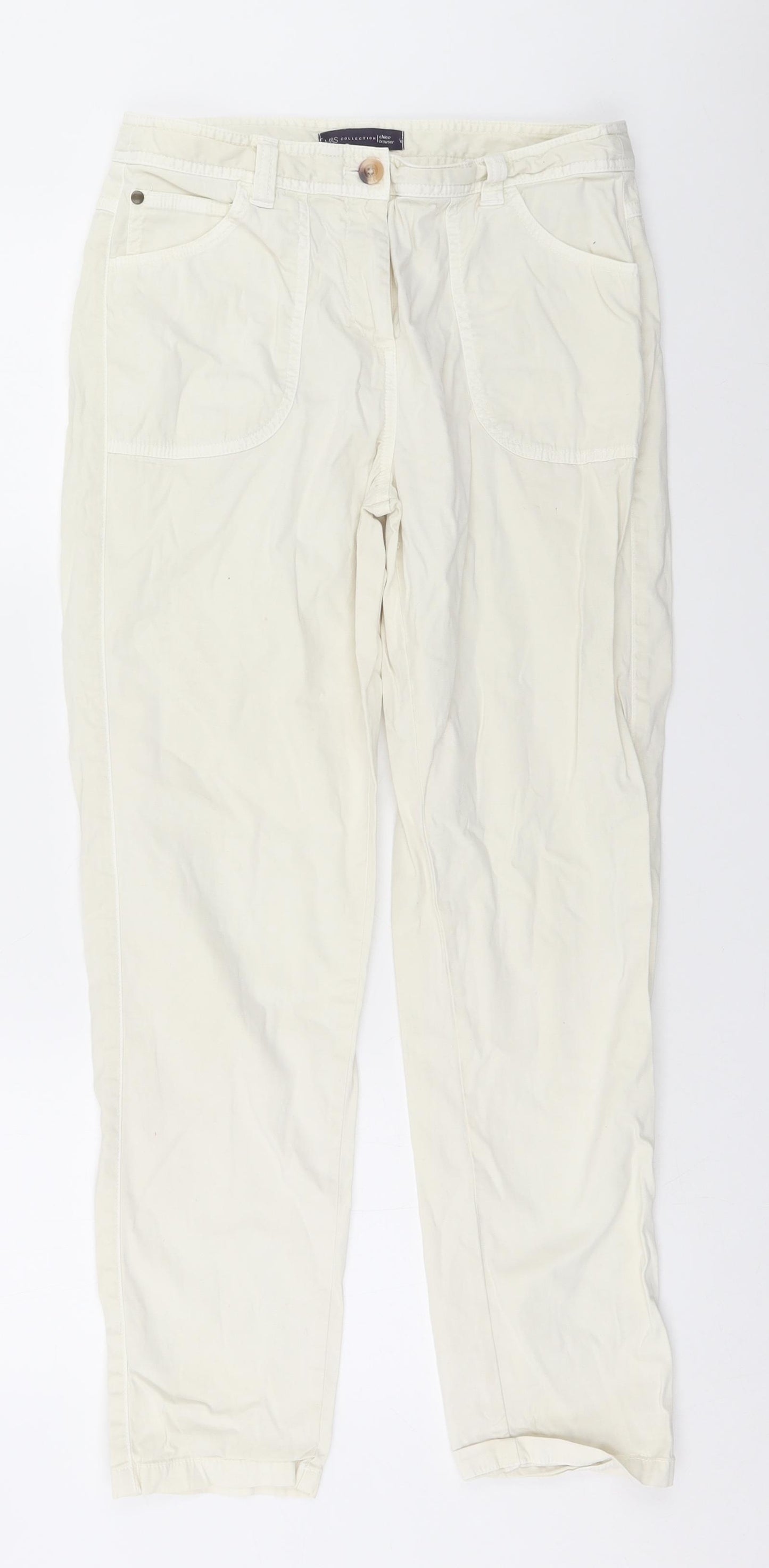 Marks and Spencer Womens White   Trousers  Size 10 L28 in