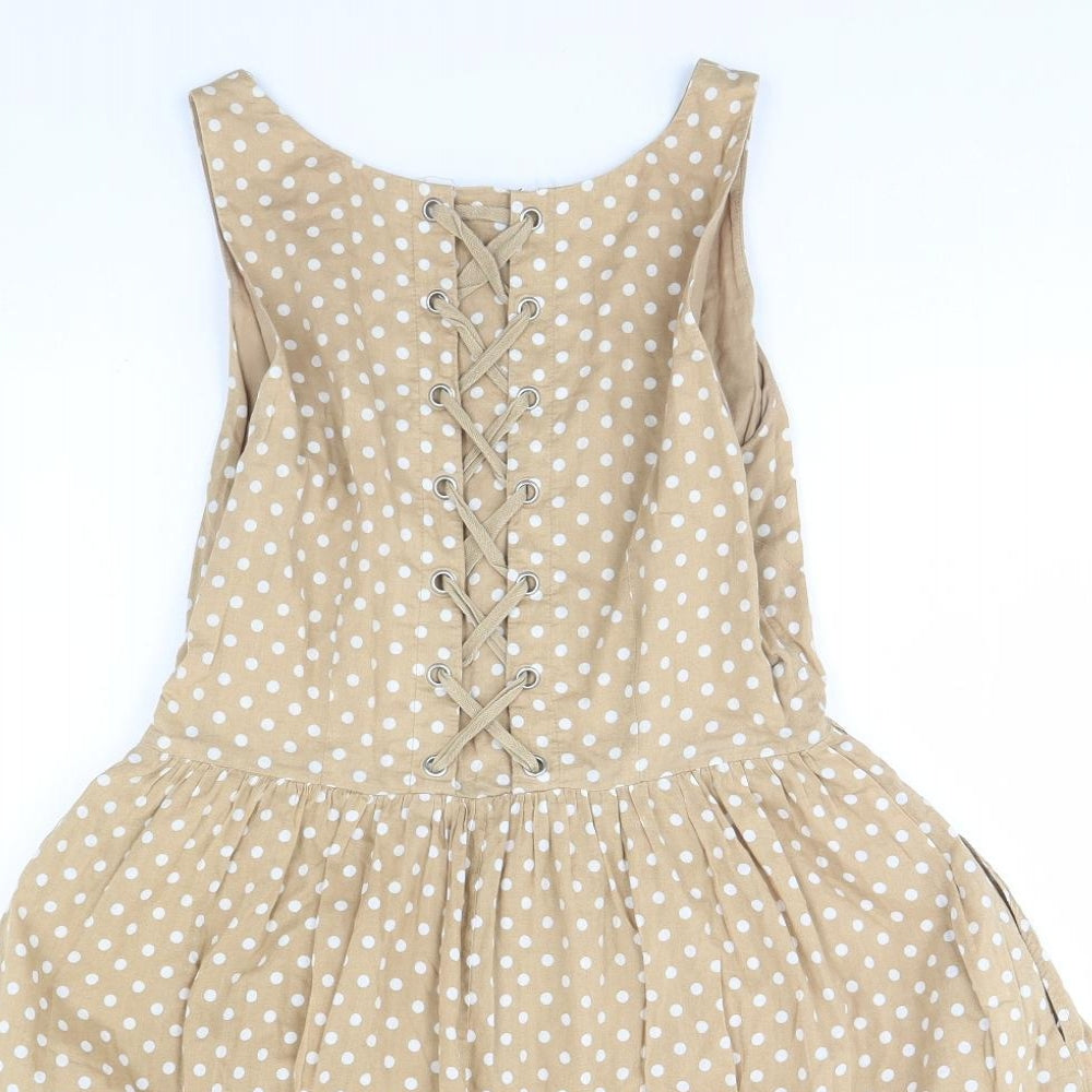 Topshop Womens Green Polka Dot  A-Line  Size 12