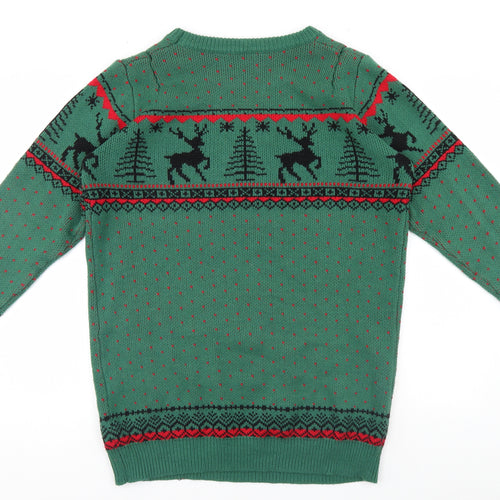 SheIn Mens Green Fair Isle  Pullover Jumper Size L  - Christmas jumper
