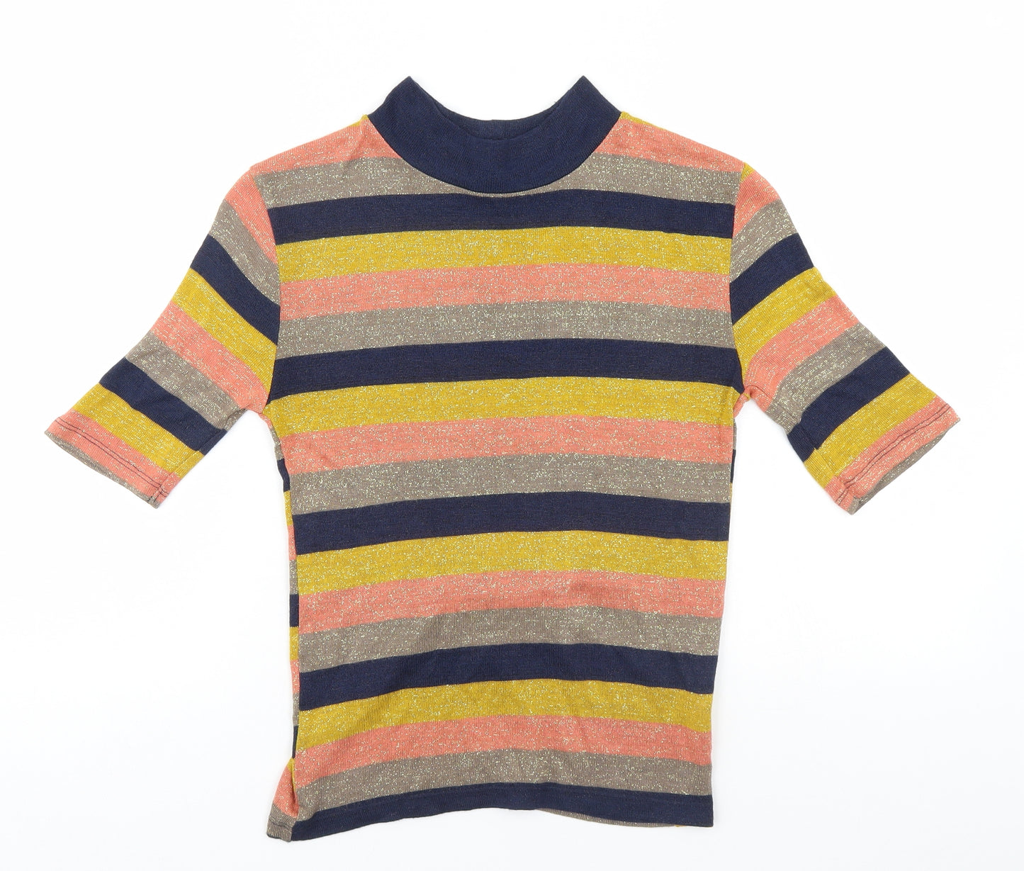 Zara Womens Multicoloured Striped  Basic T-Shirt Size 10