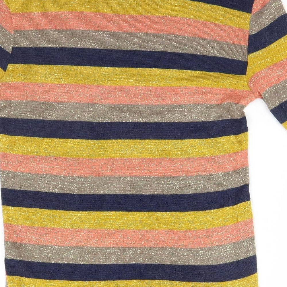 Zara Womens Multicoloured Striped  Basic T-Shirt Size 10