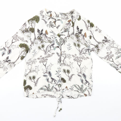 Etam Womens White Floral  Basic Button-Up Size XS