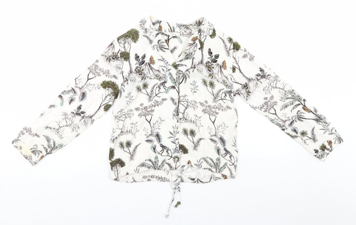 Etam Womens White Floral Basic Button-Up Size XS