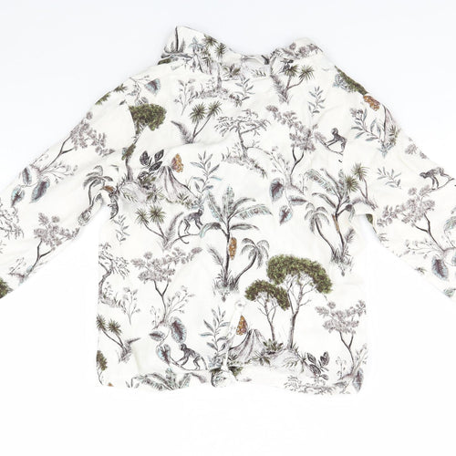 Etam Womens White Floral  Basic Button-Up Size XS