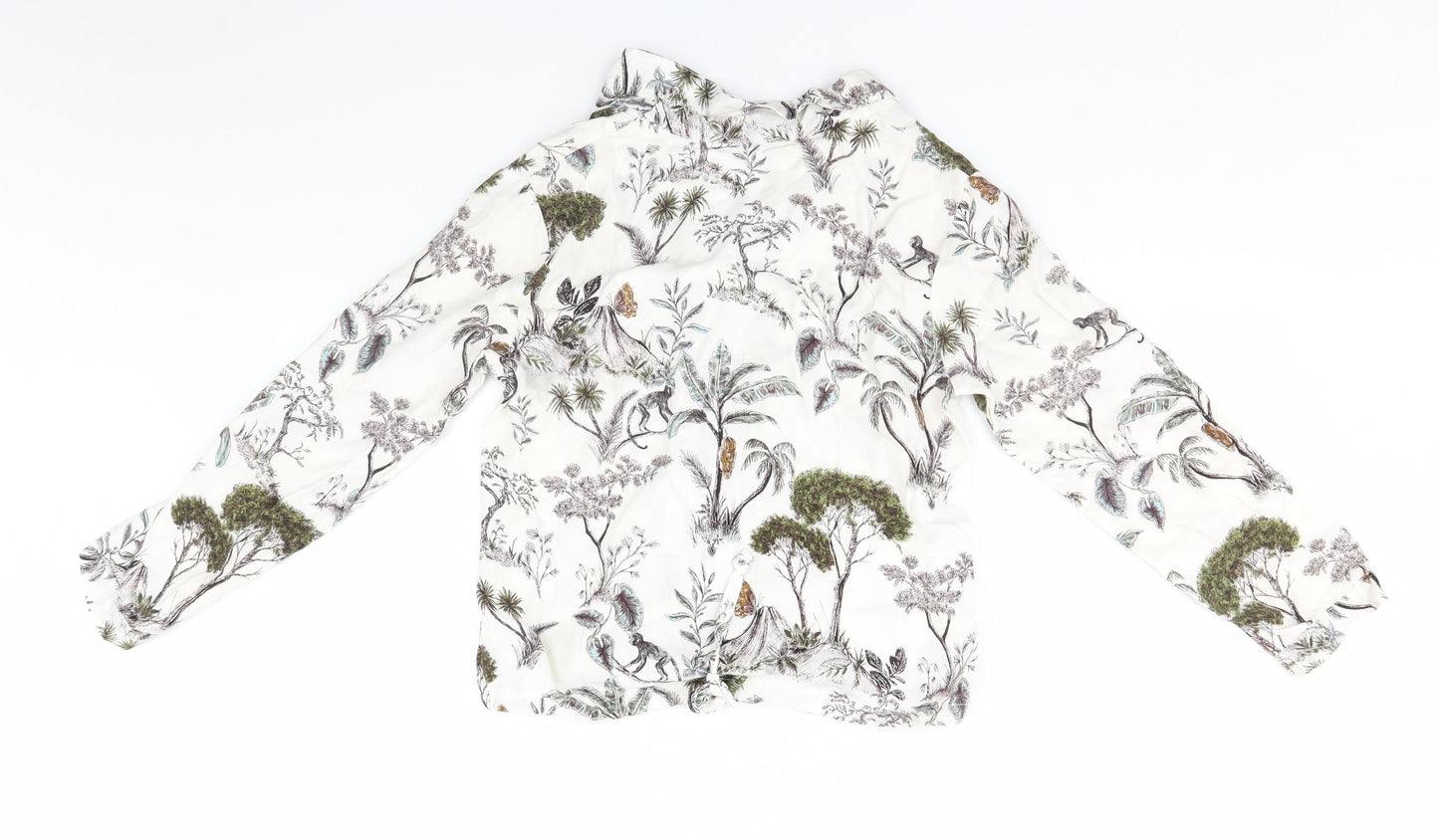 Etam Womens White Floral  Basic Button-Up Size XS