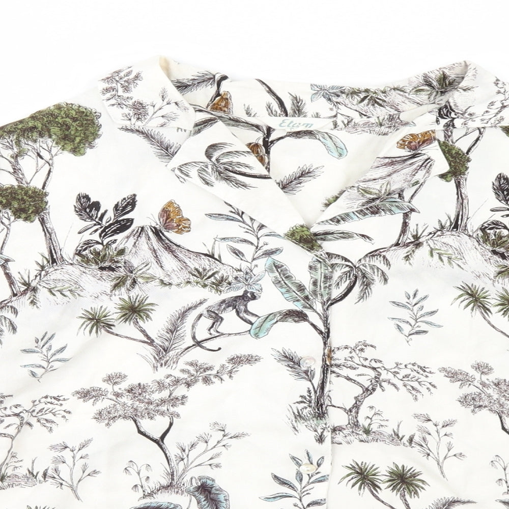 Etam Womens White Floral  Basic Button-Up Size XS