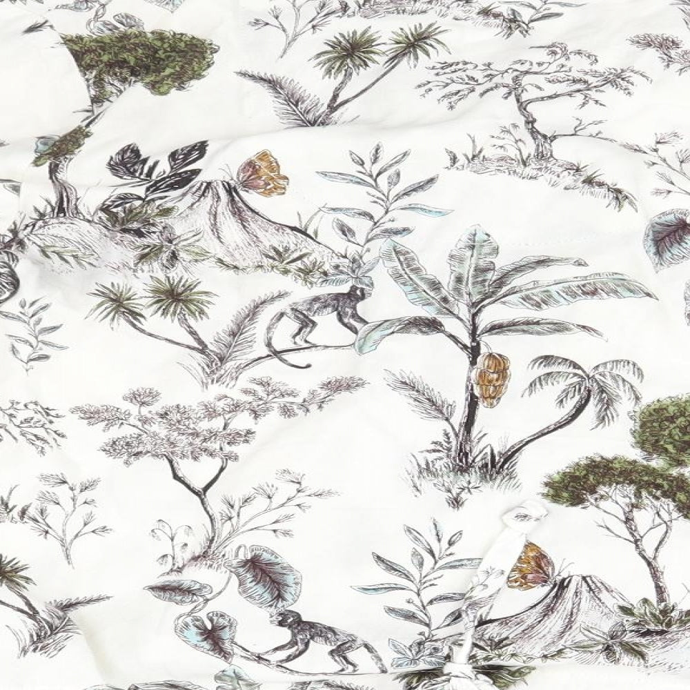 Etam Womens White Floral  Basic Button-Up Size XS