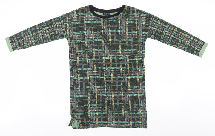 Topshop Womens Brown Plaid Pullover Jumper Size 6