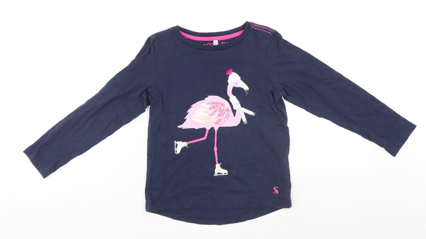 Joules Girls Blue   Basic T-Shirt Size 6 Years  - Flamingo