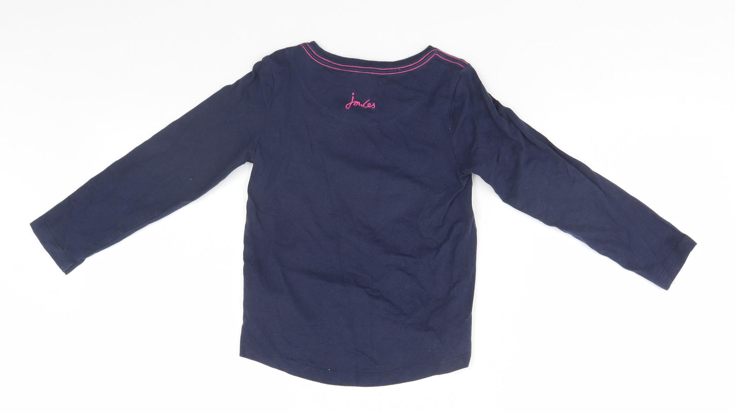 Joules Girls Blue   Basic T-Shirt Size 6 Years  - Flamingo