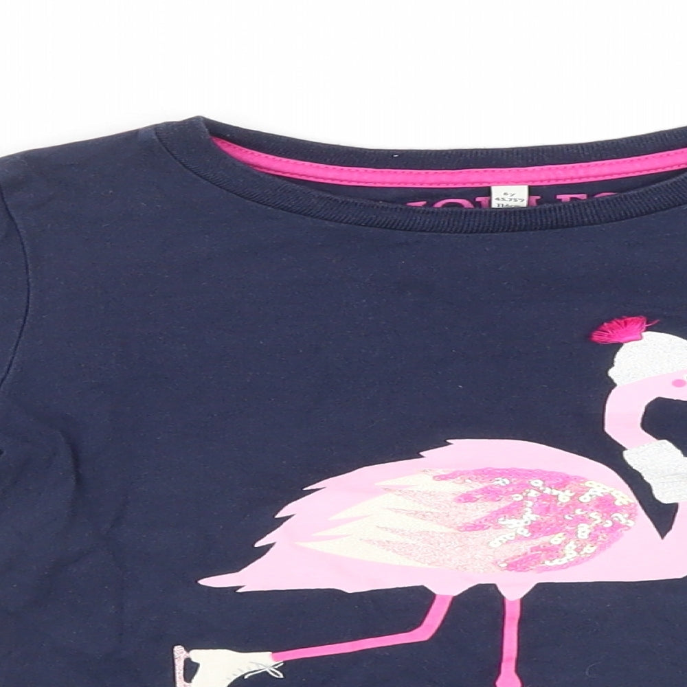Joules Girls Blue   Basic T-Shirt Size 6 Years  - Flamingo