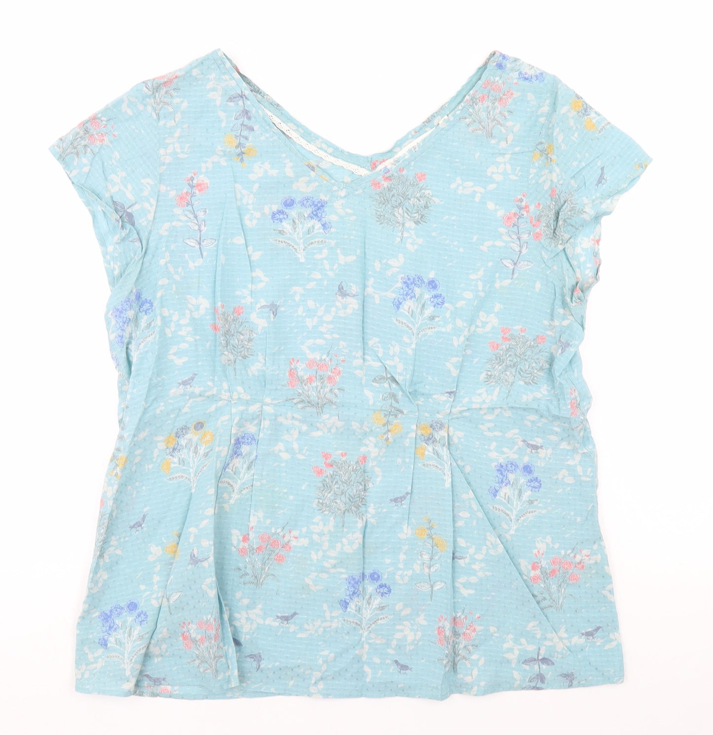 White Stuff Womens Blue Floral  Basic T-Shirt Size 16