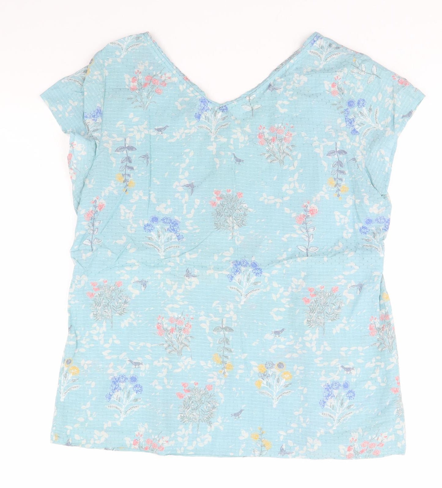 White Stuff Womens Blue Floral  Basic T-Shirt Size 16