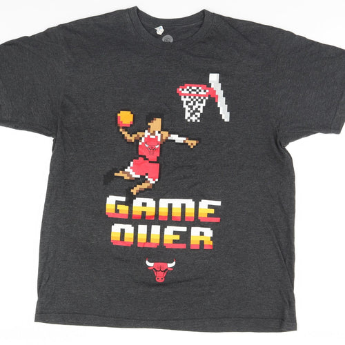 Miltex Mens Grey    T-Shirt Size L  - Game Over, Basketball