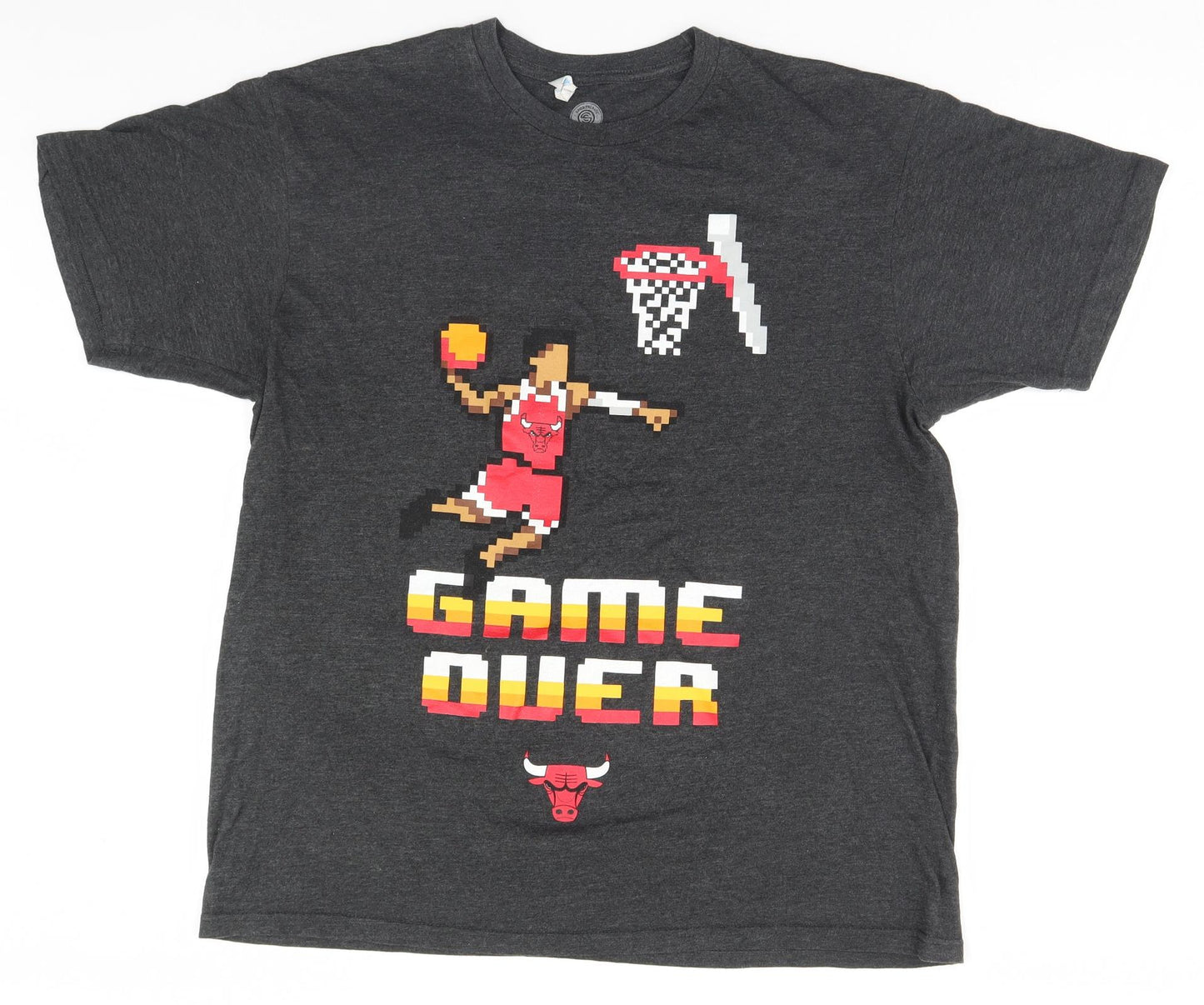 Miltex Mens Grey    T-Shirt Size L  - Game Over, Basketball