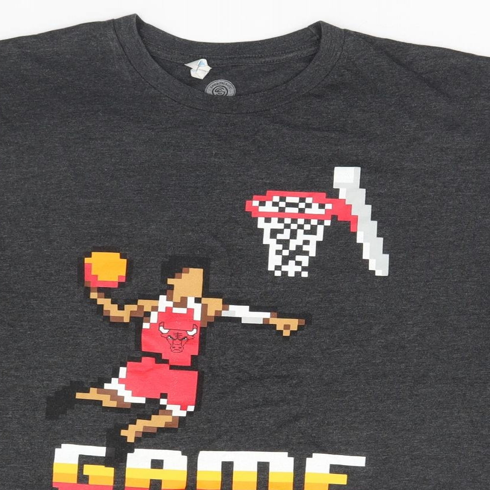 Miltex Mens Grey    T-Shirt Size L  - Game Over, Basketball