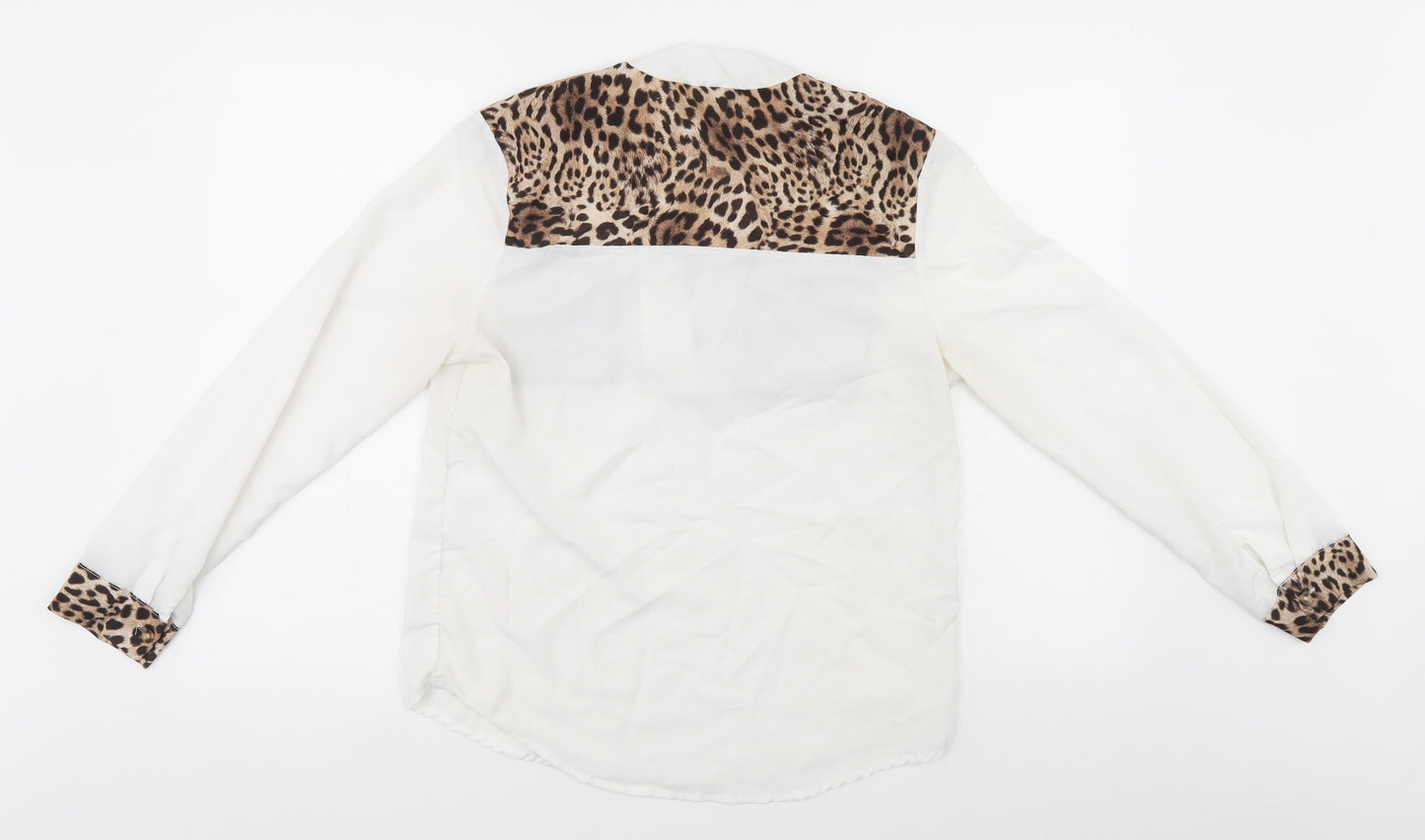 Preworn Womens White Animal Print  Basic T-Shirt Size M