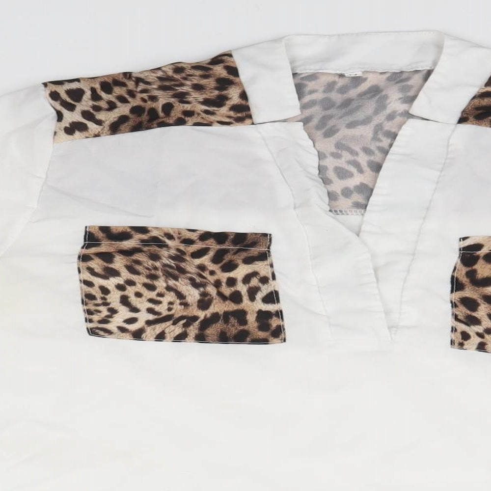Preworn Womens White Animal Print  Basic T-Shirt Size M