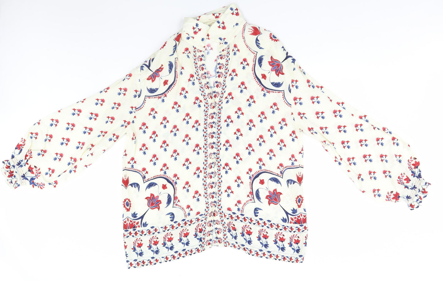 H&M Womens Ivory Floral  Basic Button-Up Size 16
