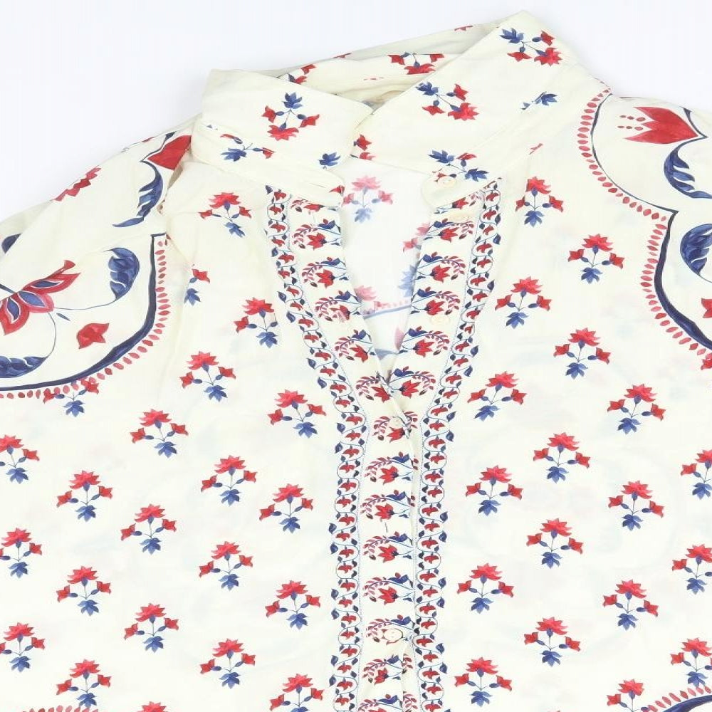 H&M Womens Ivory Floral  Basic Button-Up Size 16