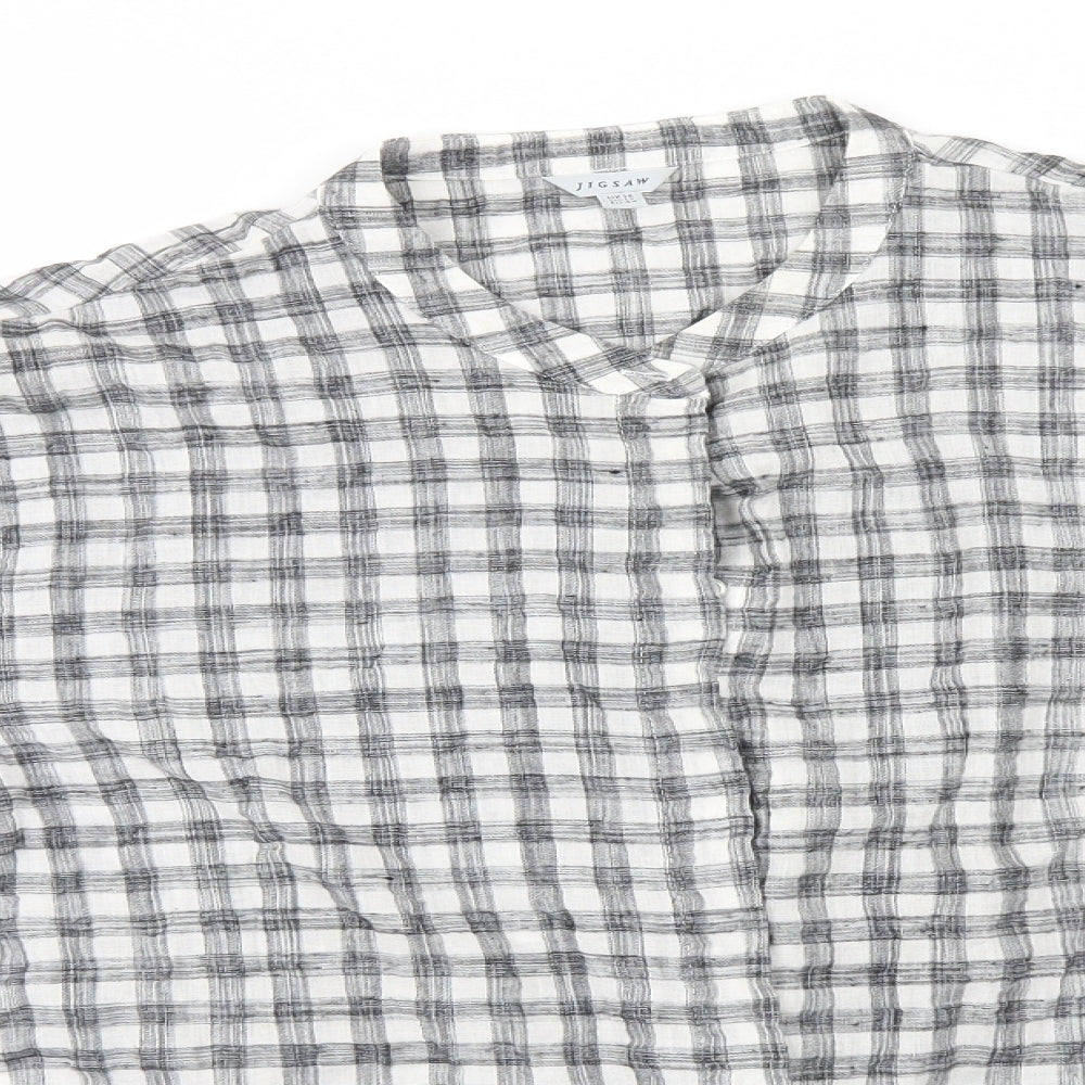 Jigsaw Womens Grey Check  Basic Button-Up Size 16