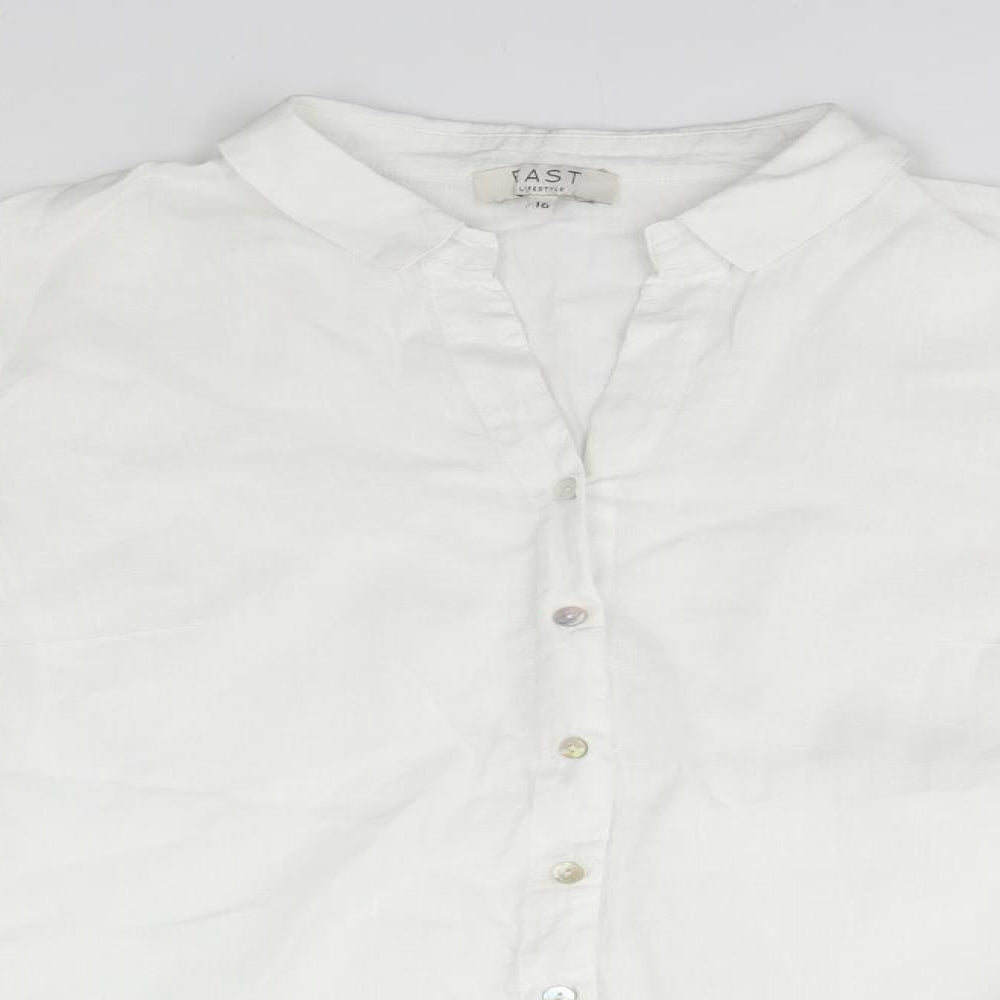 Fast Womens White   Basic Button-Up Size 16