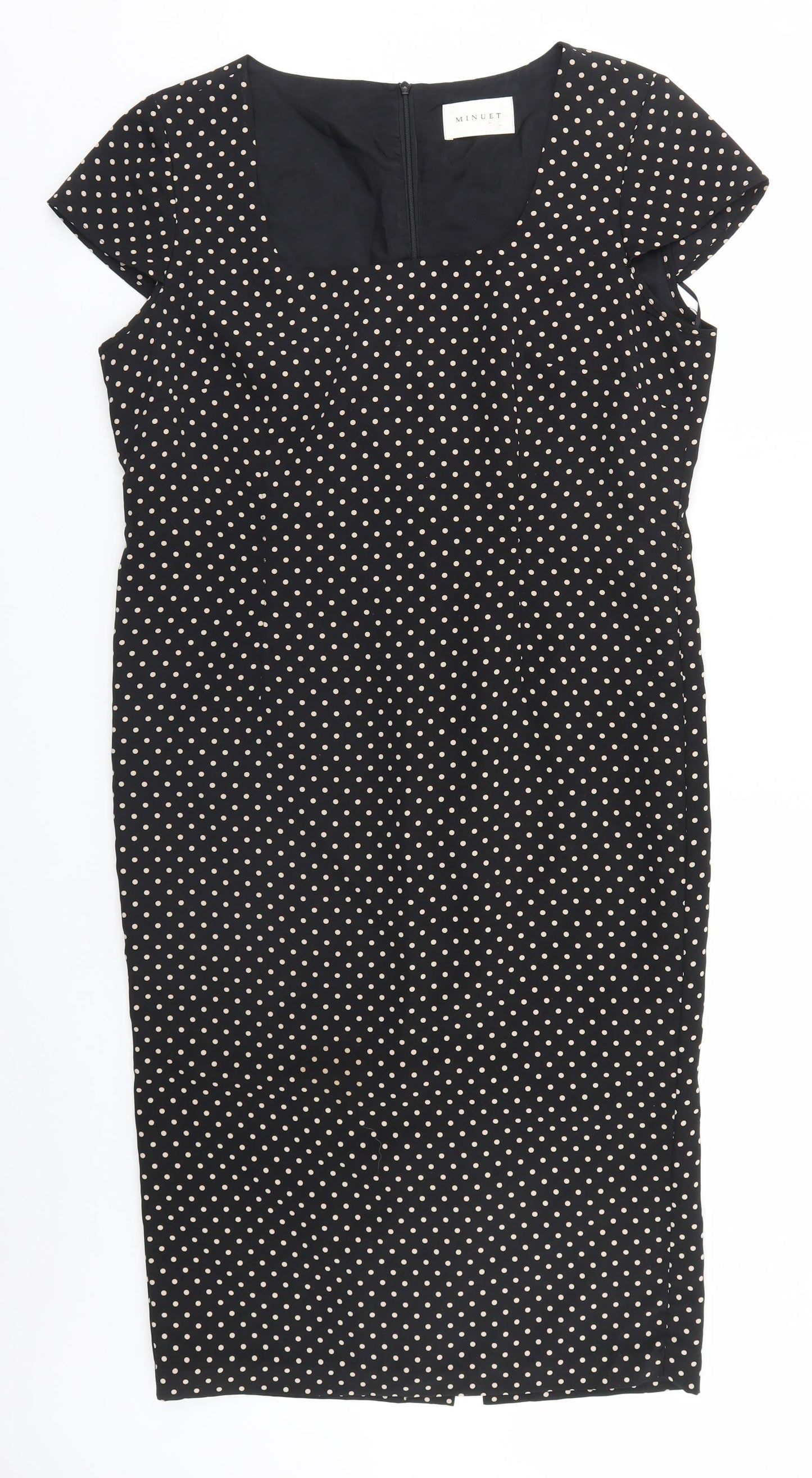 Minuet Womens Black Polka Dot  Pencil Dress  Size 16