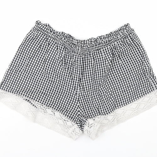 F&F Womens Black Check  Cut-Off Shorts Size 8