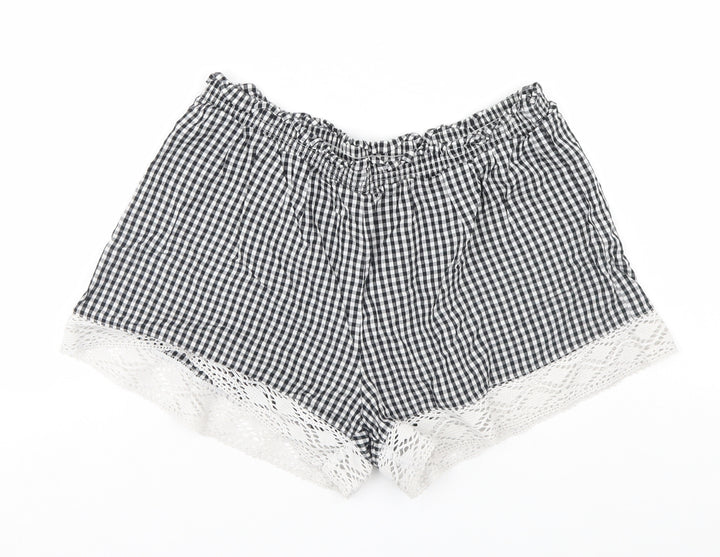 F&F Womens Black Check Cut-Off Shorts Size 8