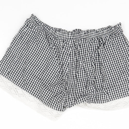 F&F Womens Black Check  Cut-Off Shorts Size 8