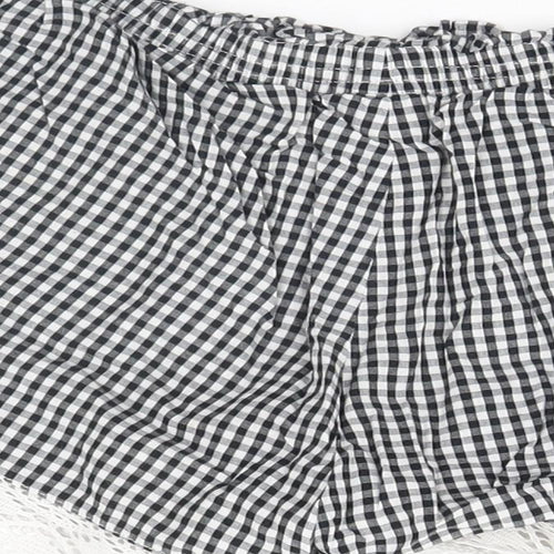F&F Womens Black Check  Cut-Off Shorts Size 8