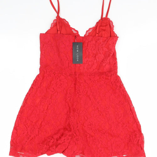 New Look Womens Red Floral  A-Line  Size 10