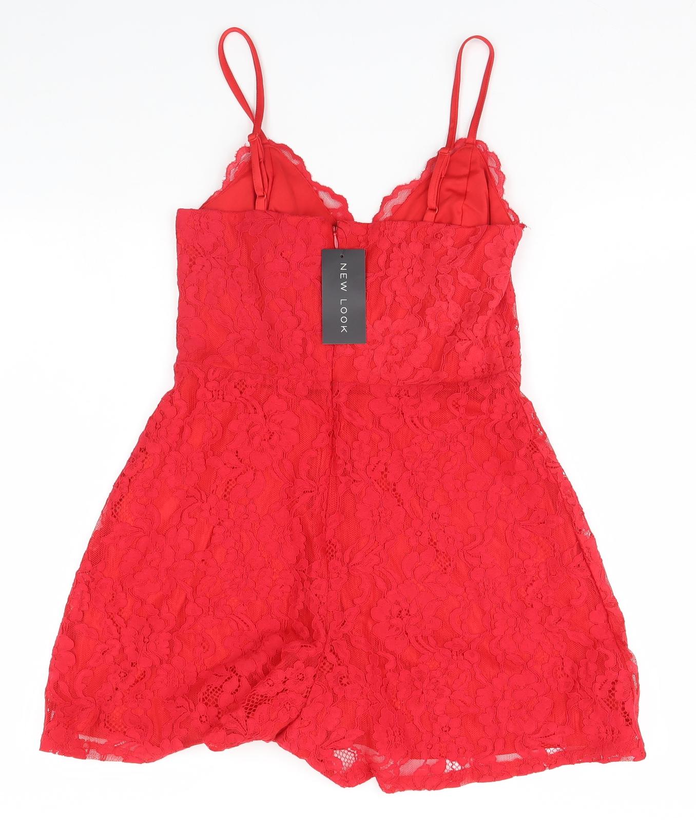 New Look Womens Red Floral  A-Line  Size 10