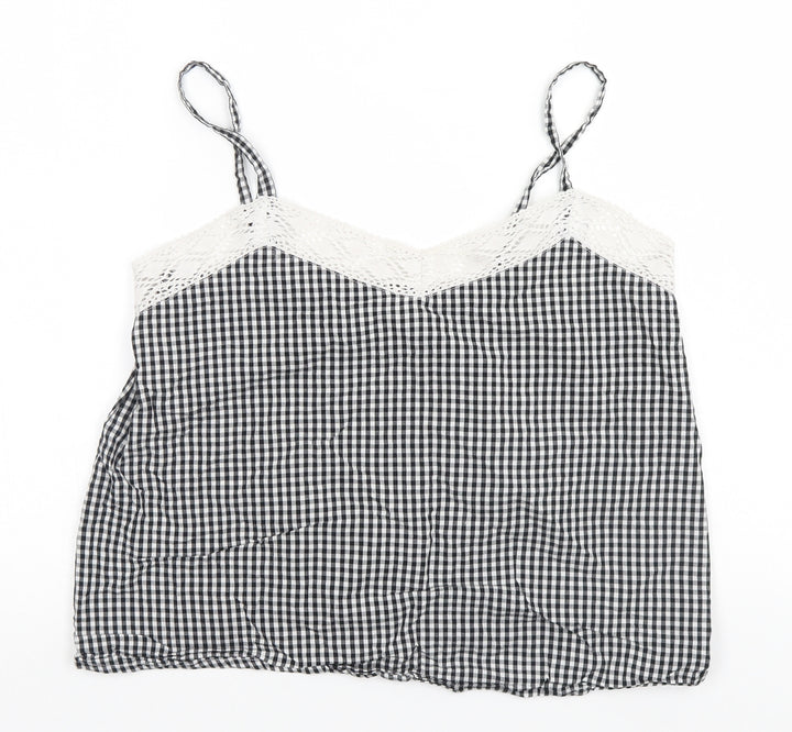 F&F Womens White Check  Basic Tank Size 8