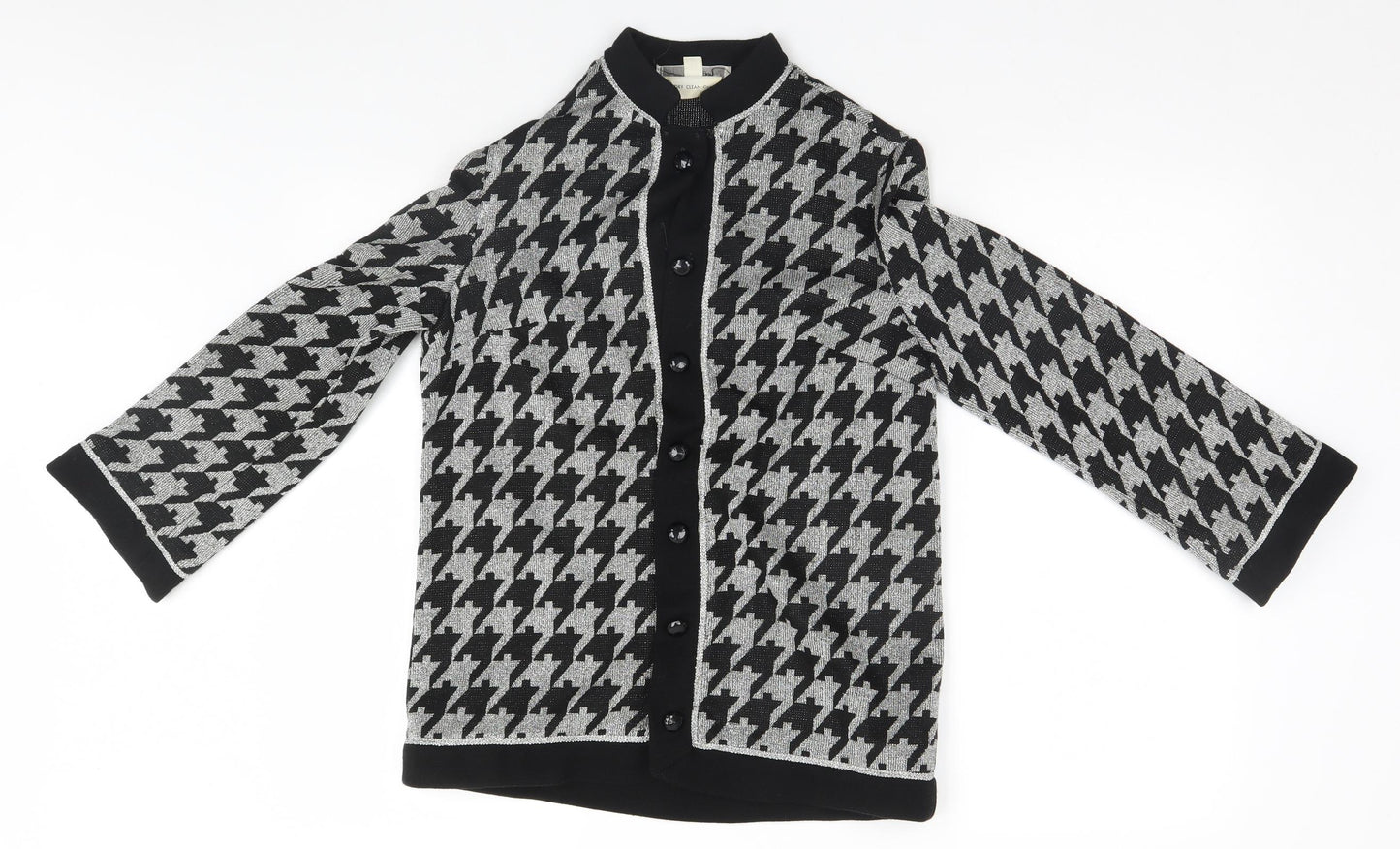 Dereta Womens Silver Houndstooth  Cardigan Jumper Size 12