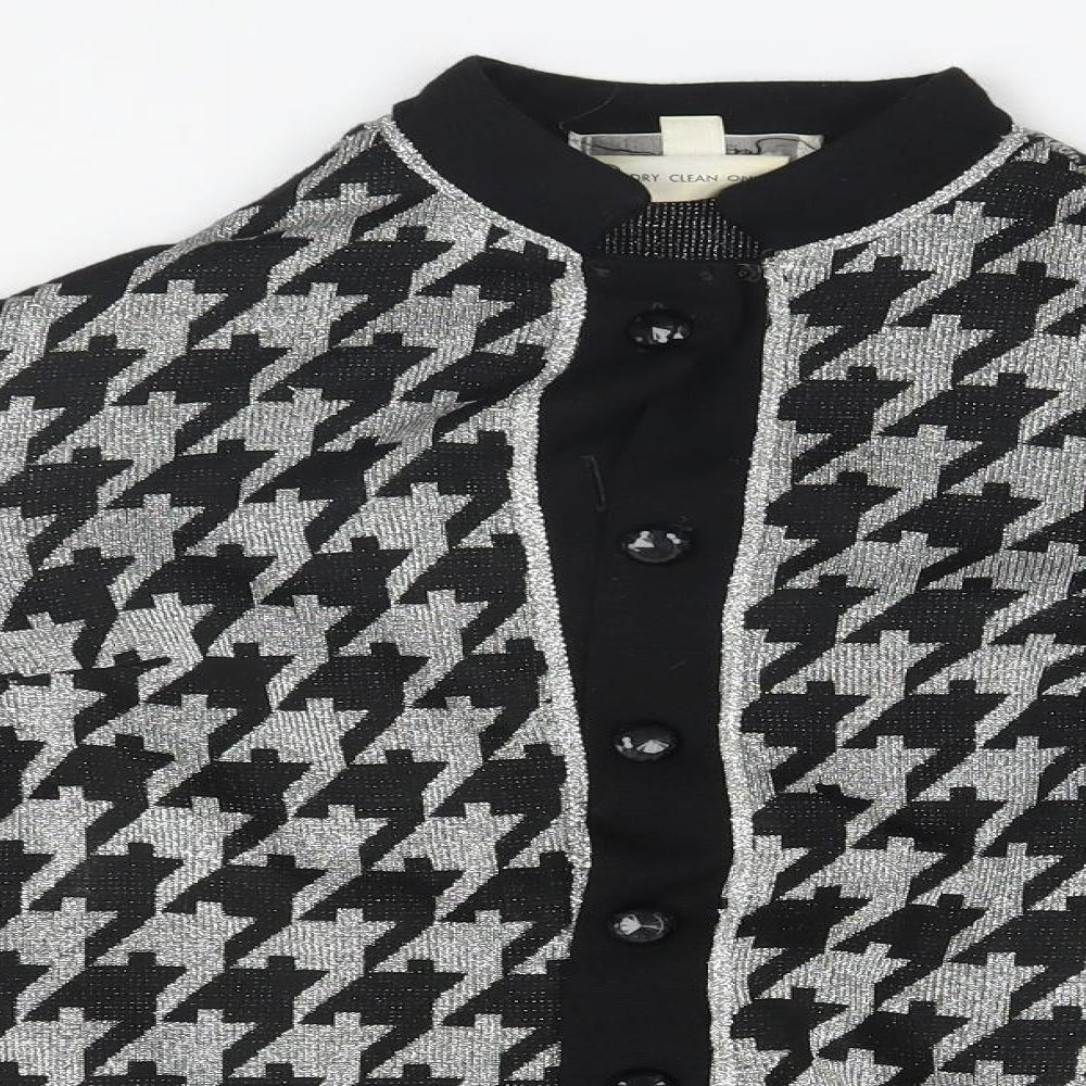 Dereta Womens Silver Houndstooth  Cardigan Jumper Size 12
