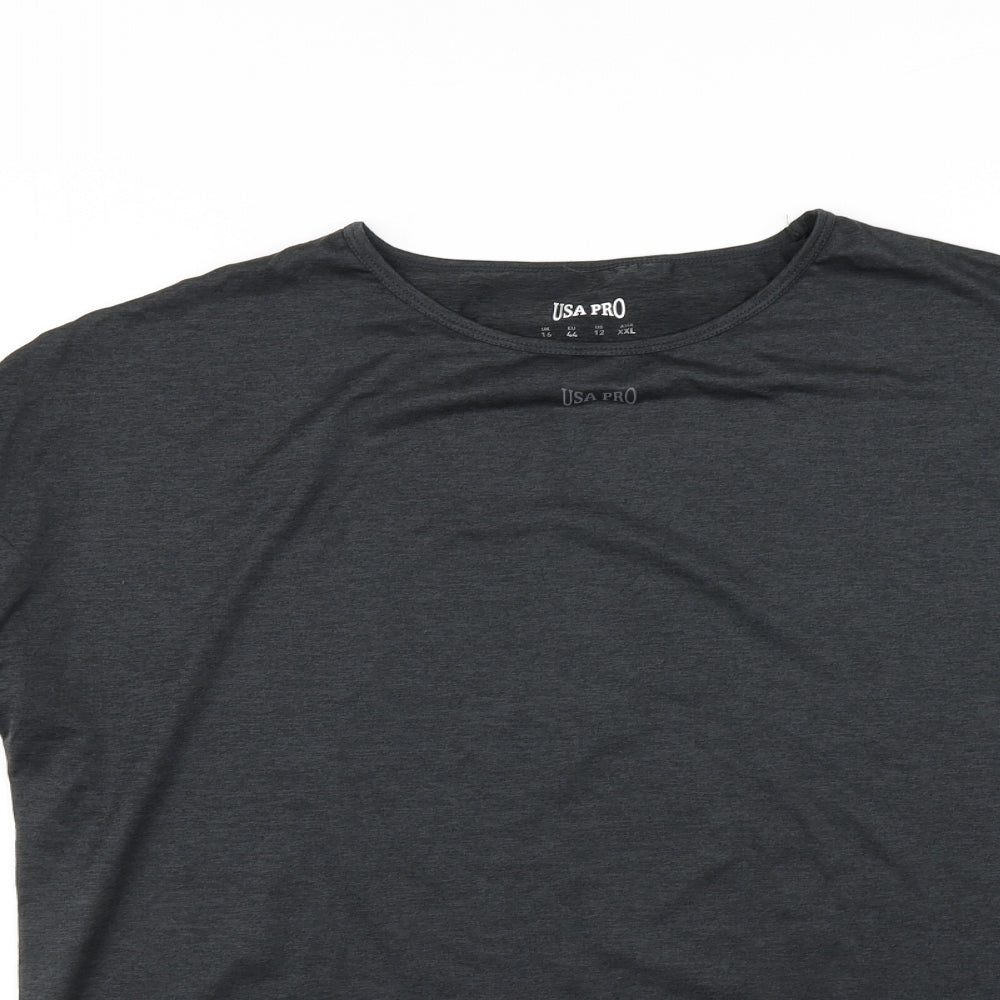 USA Pro Womens Grey   Basic T-Shirt Size 16