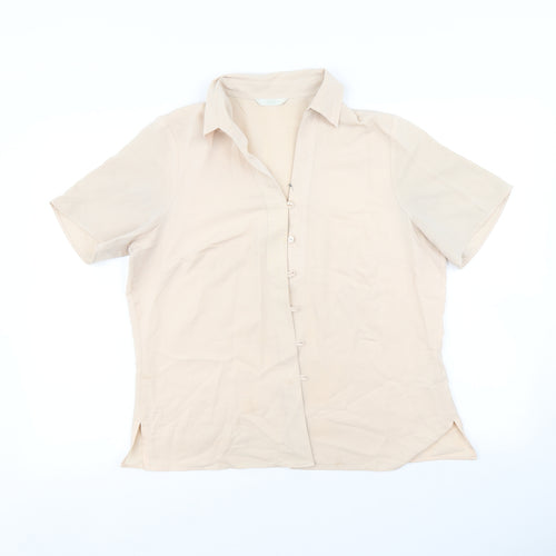 Marks and Spencer Womens Beige   Basic Button-Up Size 16